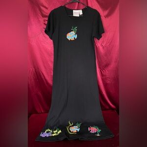 Michael Simon Black Dress with Applied Fish